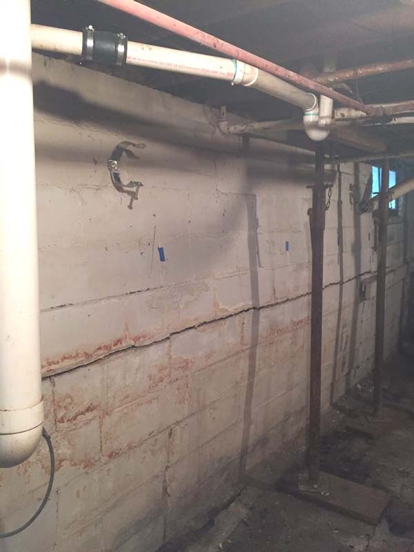 Bowing or leaning basement walls.